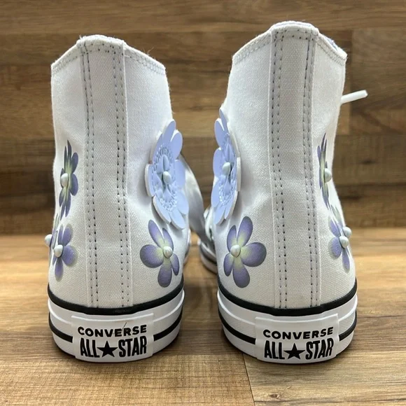 CONVERSE White High-Top Sneakers with Floral Design - Picture 4 of 8